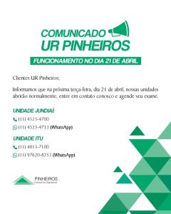 Comunicado Funcionamento Normal - Tiradentes